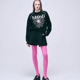 Mardi Mercredi Sweatshirt Raglan Flowermardi Black Pink